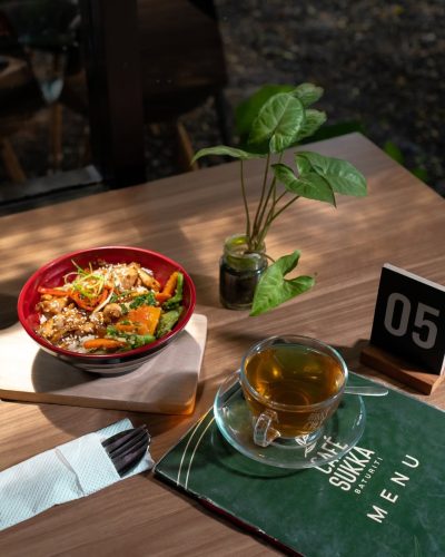 Comfort on a plate, calm in a cup.Homey Teriyaki Bowl & Chrysanthemum Tea to slow down your day.