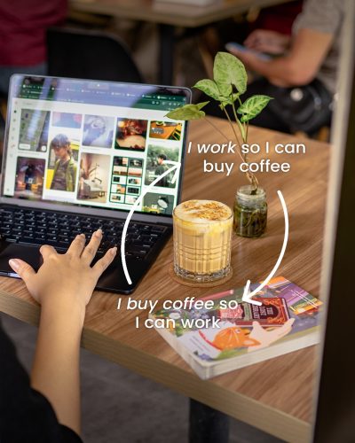 It’s called balance! Work motivation level depends on my coffee level😌☕Find yours cup at Cafe S